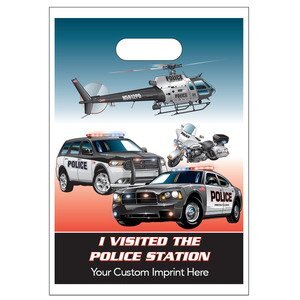 Digital Full Color Die Cut Plastic Bag w/ Police Station Design, 9" x 13"