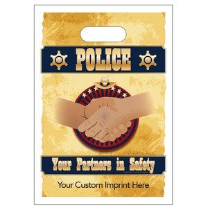 Digital Full Color Die Cut Plastic Bag w/ Police Your Partners in Crime Design, 9" x 13"