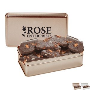 Dark Chocolate Almond Bark Rectangle Gift Tin, 14.5oz.