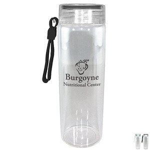 Durable Clear Glass Bottle w/ Screw-on Lid, 20oz.