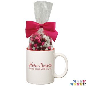 Two-Tone Ceramic Mug w/ Candy Hearts, 11oz.