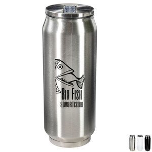 Stainless Steel Vacuum Can with Straw, 17oz.