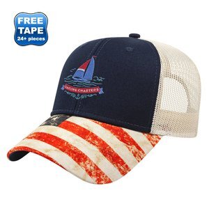 Flag Design Constructed Cap with Mesh Back