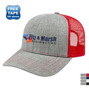 Blended Wool Acrylic Flat Bill Structured Cap with Mesh Back