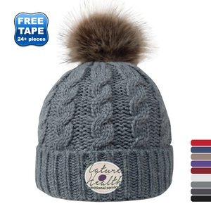Cable Knit Faux Fur Pom Beanie