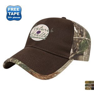 Solid Chino Twill Constructed Cap with Camo Back and Detailing