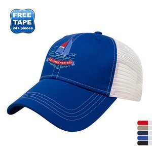 Contrast Stitch Chino Twill Unconstructed Cap with Mesh Back