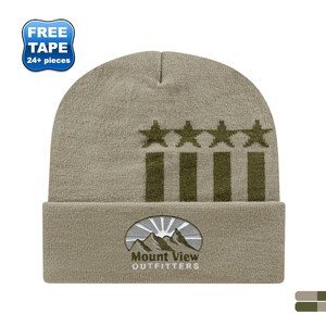 Stars & Stripes Knit Beanie with Cuff
