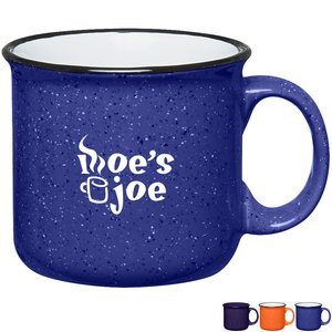 Campfire Speckled Ceramic Mug, 15oz. - Royal, Orange & Cobalt