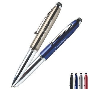 T.Macy Triple Function Pull Cap Metal Pen w/ LED Light