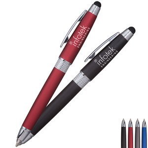 St. James™ Triple Function Ballpoint Retractable Metal Pen w/ LED Light & Stylus