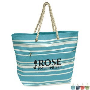Striped Cotton Twill Rope Tote