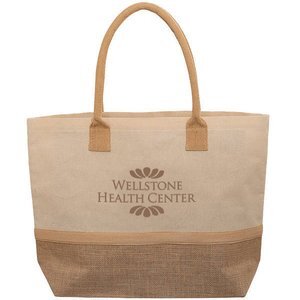 Wanderlust Laminated Jute & Cotton Canvas Tote