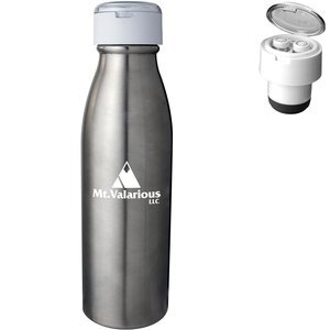 Stainless Silhouette Bluetooth Ear Buds in Bottle Set, 20 oz.