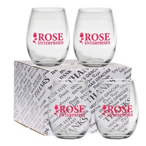 Stemless Wine Glass Set, 15 oz.