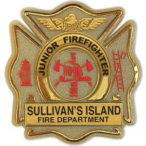 Junior Firefighter Badge, Maltese Cross, Clip Backing, Custom