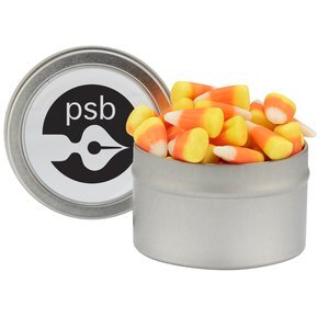 Candy Cauldron Tin with Candy Corn