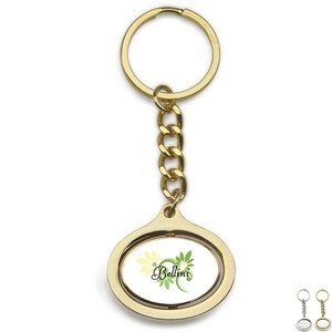Oval Rotating Metal Key Chain