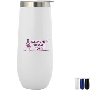 Korabel Stemless Double Wall Stainless Champagne Flute w/ Lid, 14oz.
