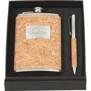 Cork Flask & Pen Set