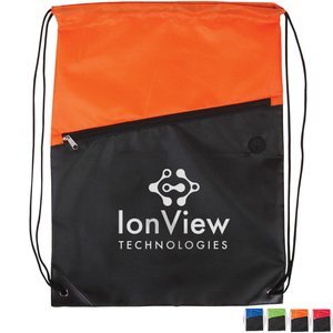 Two-Tone Polyester Drawstring Backpack