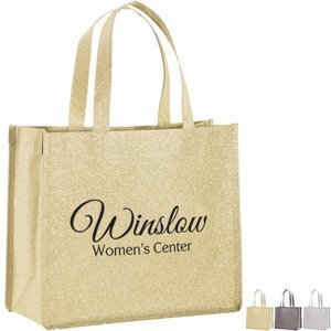 Sparkle Glitter Laminated Non Woven Tote, 13" x 11"