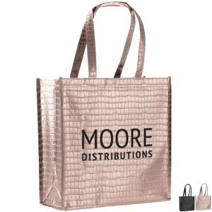 Glam Metallic Croc Laminated Non Woven Shopper Tote