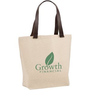 Cotton Canvas Tote w/ Faux Leather Handles