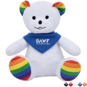Rainbow Plush Bear, 6" w/ Bandana