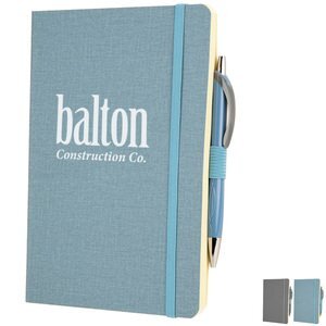 Crosshatch PU Notebook with Pen, 5" x 8"