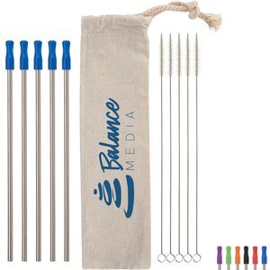 Five-Pack Stainless Straw Kit in Cotton Pouch