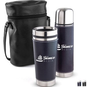 Leatherette Tumbler / Vacuum Bottle Set