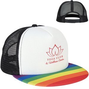 Rainbow Flat Bill Trucker Cap