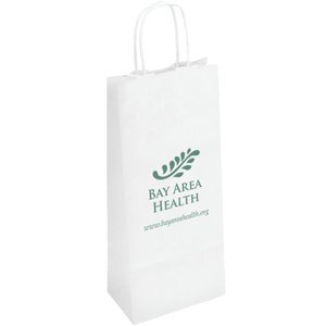 White Kraft Vino Paper Bag with Handles, 6" x 13"
