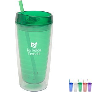 Acrylic Vivid Tumbler w/ Straw, 16 oz.