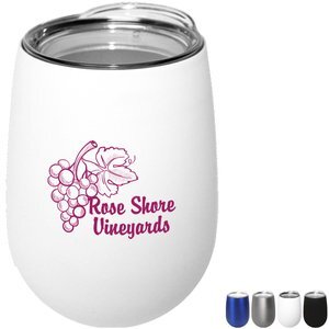 Soft Touch Halcyon® Stainless Steel Wine Glass w/ Acrylic Lid, 12oz.