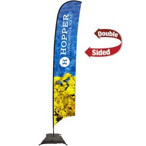 Premium Double Sided Razor Sail Sign with Scissor Base, 17'