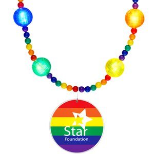 Light Up LED Party Beads w/ Rainbow Flag Medallion