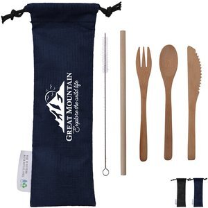 Bamboo Utensil Set in RPET Pouch