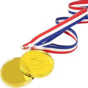 Foil Wrapped Chocolate Medallion w/ Ribbon