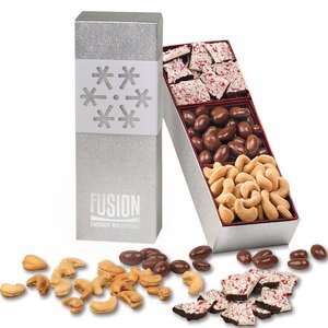 Silver Snowflake Sweet and Savory Trio of Treats Gift Box