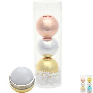 Metallic Lip Moisturizer Ball Tube Gift Set, 3 Pack