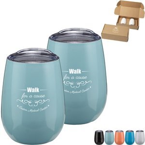 Stainless Steel Stemless Wine Glasses Gift Box Set, 10 oz.