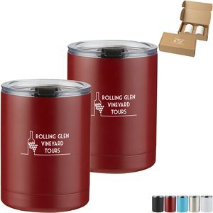 Stainless Steel Low Ball Glasses Gift Box Set, 10 oz.