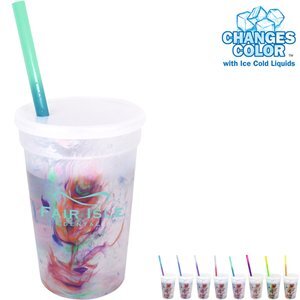 Rainbow Confetti Mood Stadium Cup, Straw & Lid Set, 17oz.