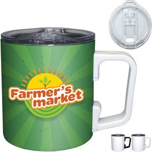 Revolution Desk Mug with Lid, Full Color Imprint, 15oz.