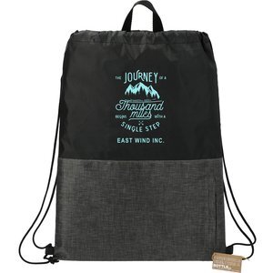 Ash Zippered Recycled Polyester Drawstring Bag