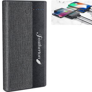 Linen Cloth Encased Wireless Charging Powerbank, 10,000 mAH