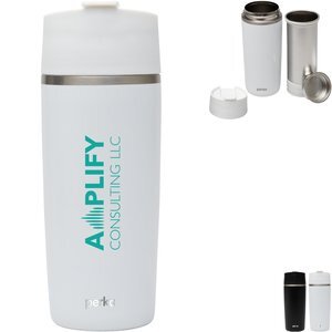 Perka® Macchiato Double Wall Coffee/Tea Press Tumbler, 12oz.