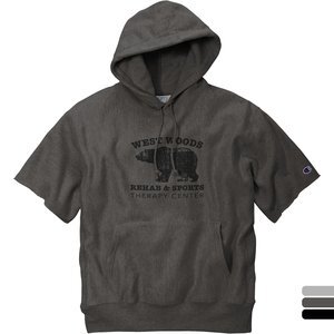 Champion® Reverse Weave® Cotton/Poly Fleece Men's Short Sleeve Hooded Sweatshirt